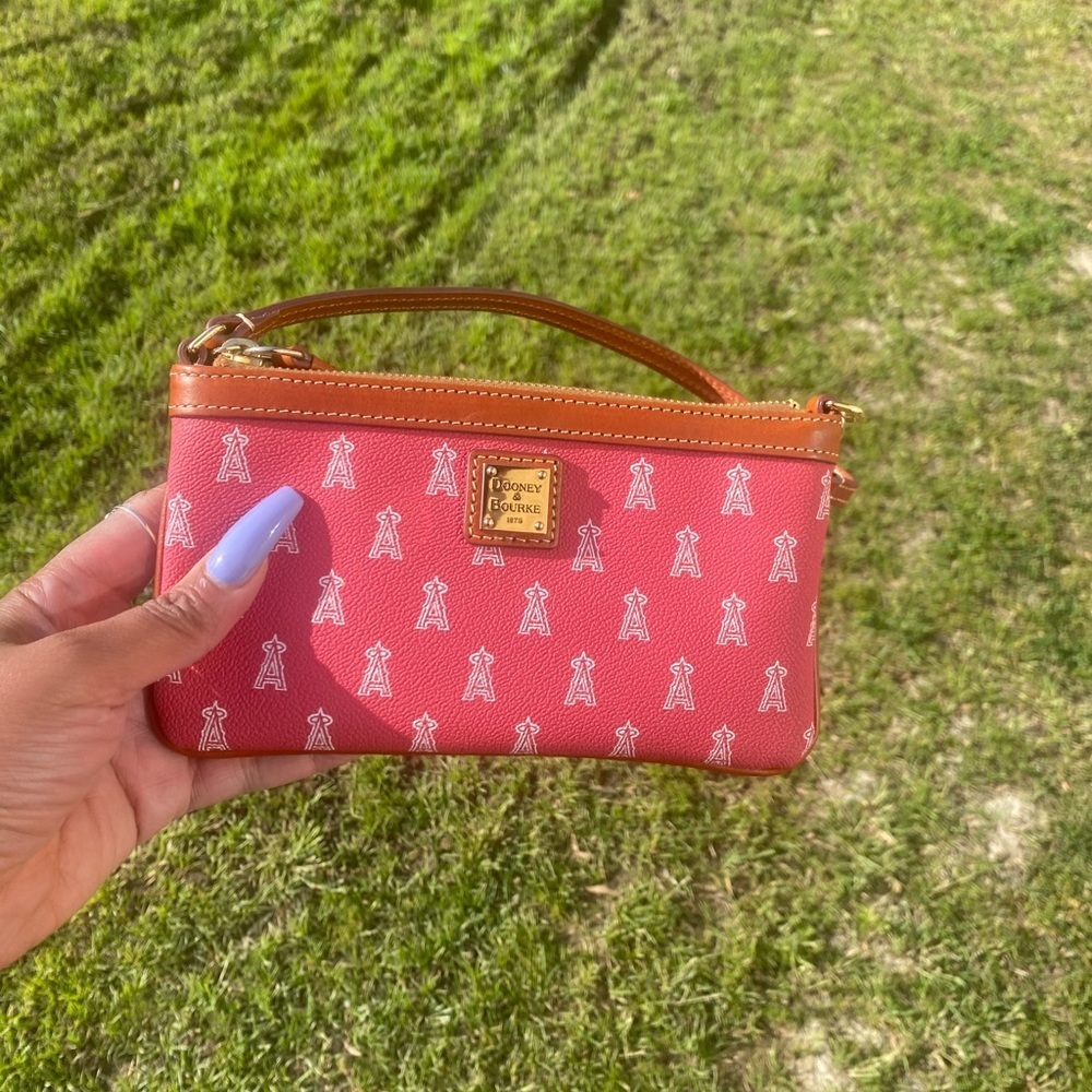 Dooney & Bourke Red Clutch with Leather Trim - Picture 2 of 15